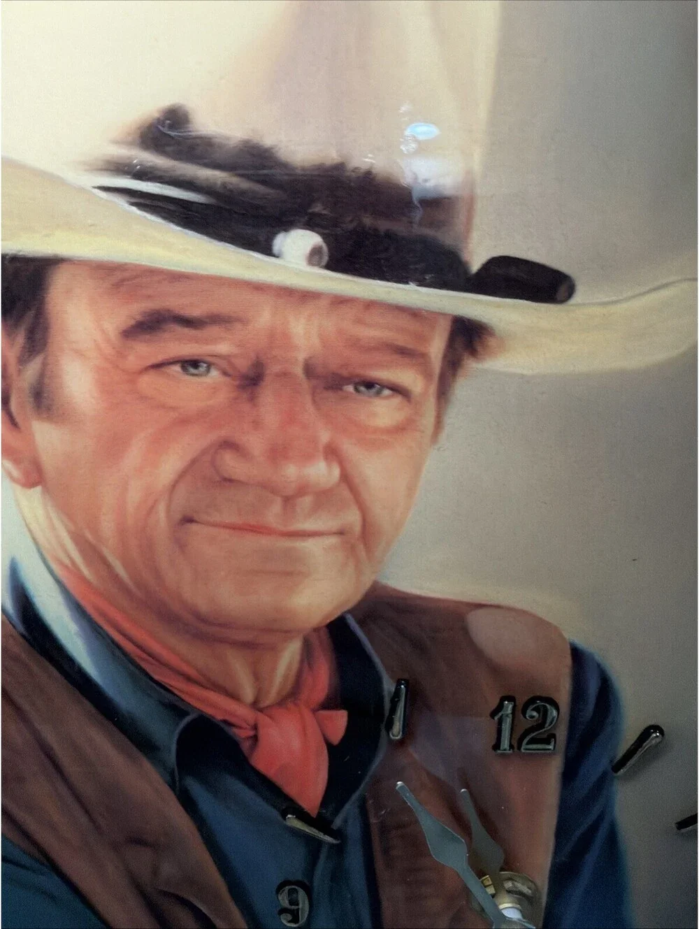 Vintage John Wayne Picture Clock Wall Clock Western Cowboy Working 11x14